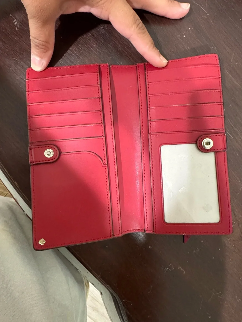 kate spade red zip-around wallet